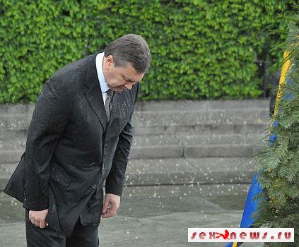 У памятника Неизвестному солдату на Януковича упал венок (фото)