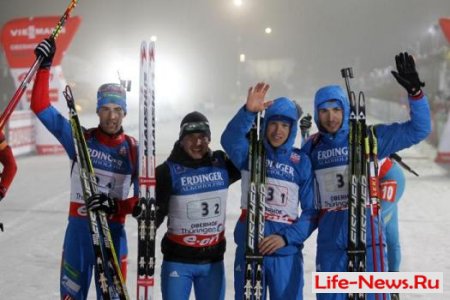 Мужская сборная России по биатлону выиграла эстафету в Оберхофе